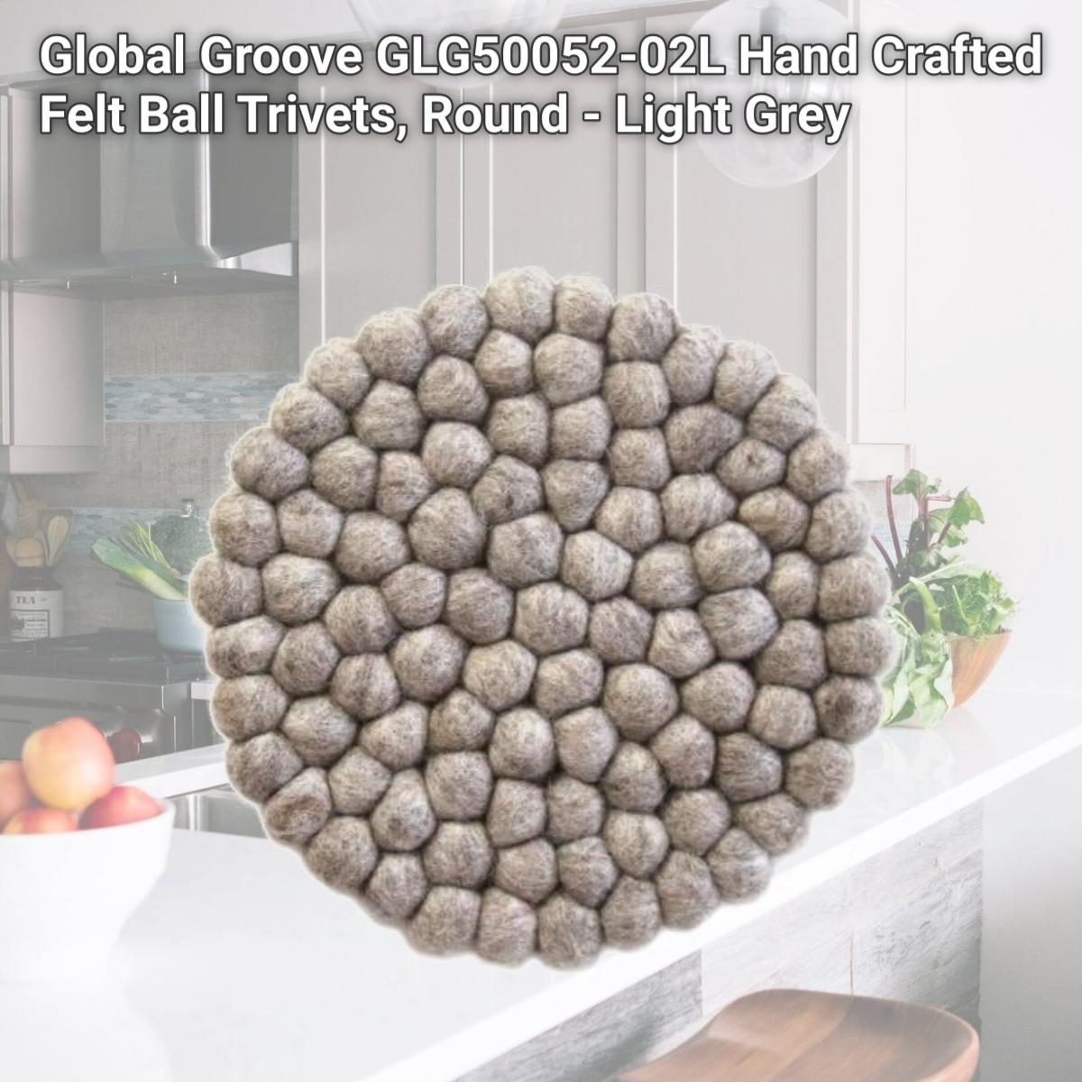 Picture of Global Groove GLG50052-02L Hand Crafted Felt Ball Trivets, Round - Light Grey