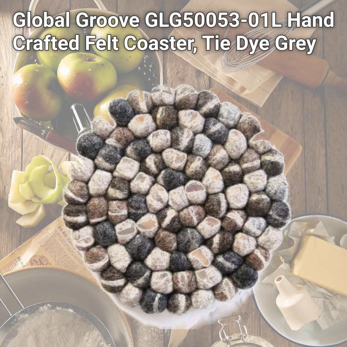 Picture of Global Groove GLG50053-01L Hand Crafted Felt Coaster, Tie Dye Grey