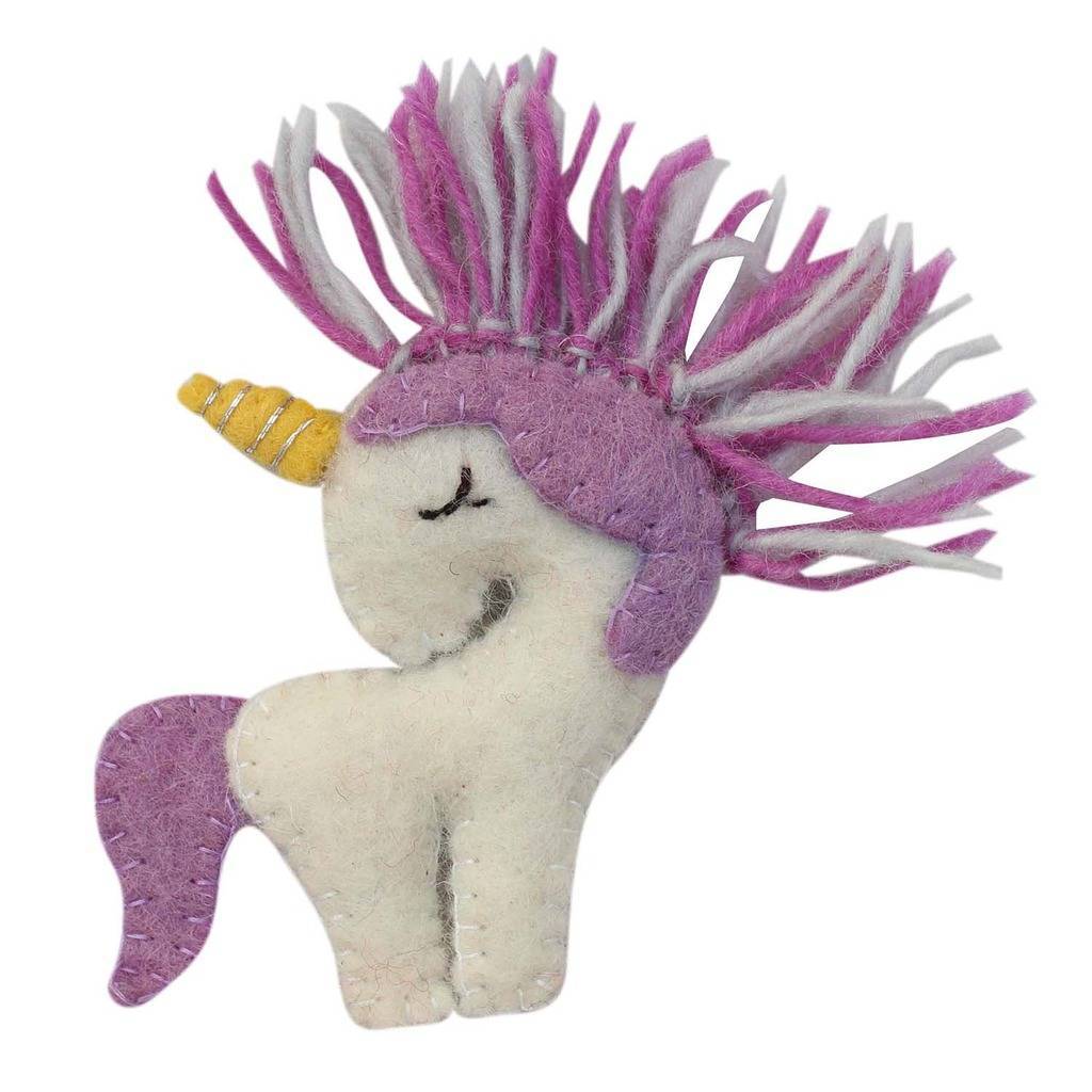 Glg40013-01-241427 Handmade Unicorn Felt Ornament, Purple