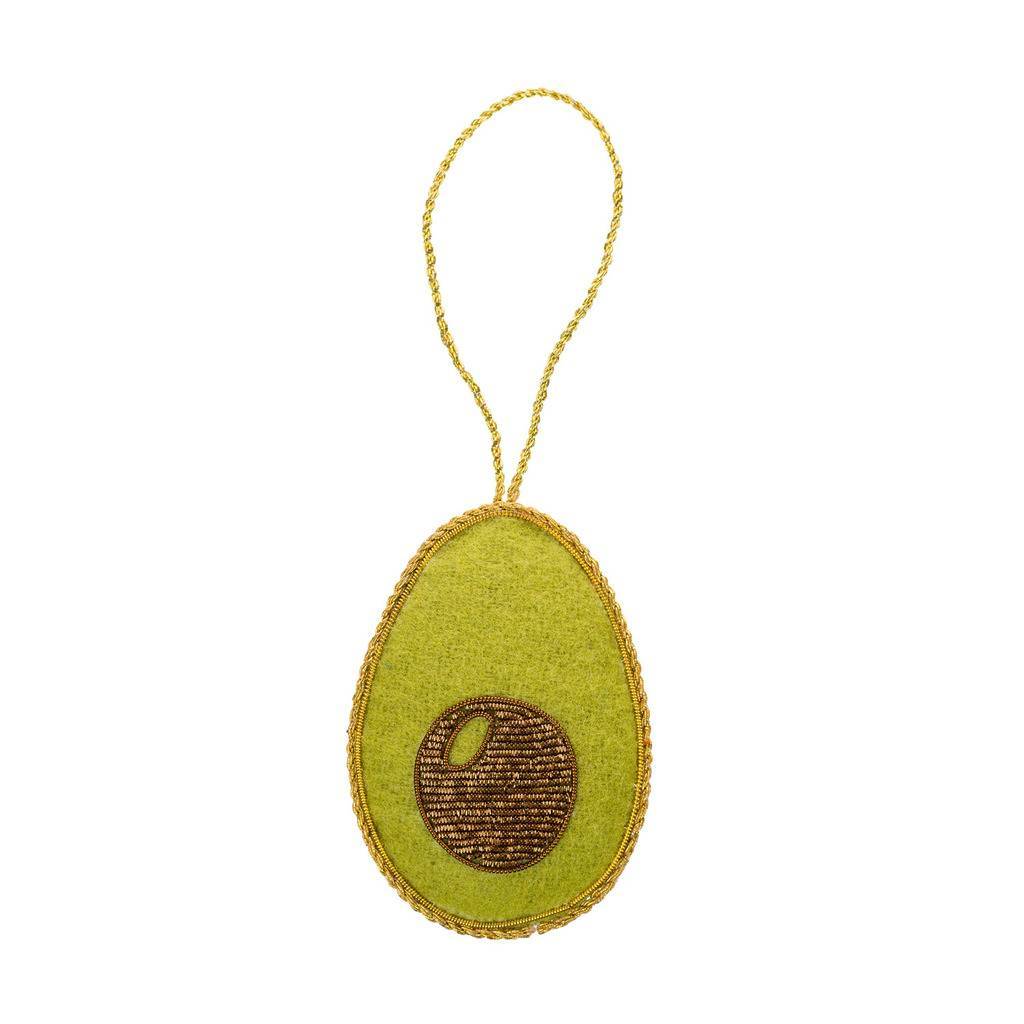 Hmejro821-241395 Handmade Larissa Plush Avocado Ornament, Copper & Gold