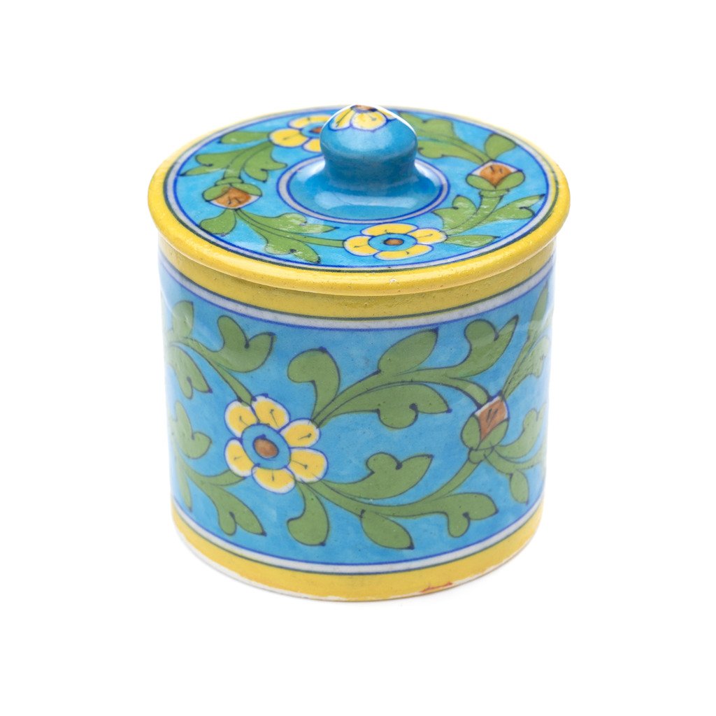 Hmebps111-803709 Handmade Blue Pottery Canister, Turquoise