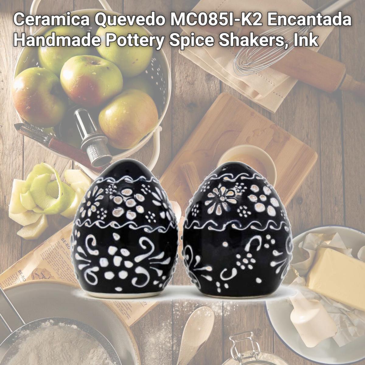 Picture of Ceramica Quevedo MC085I-K2 Encantada Handmade Pottery Spice Shakers, Ink