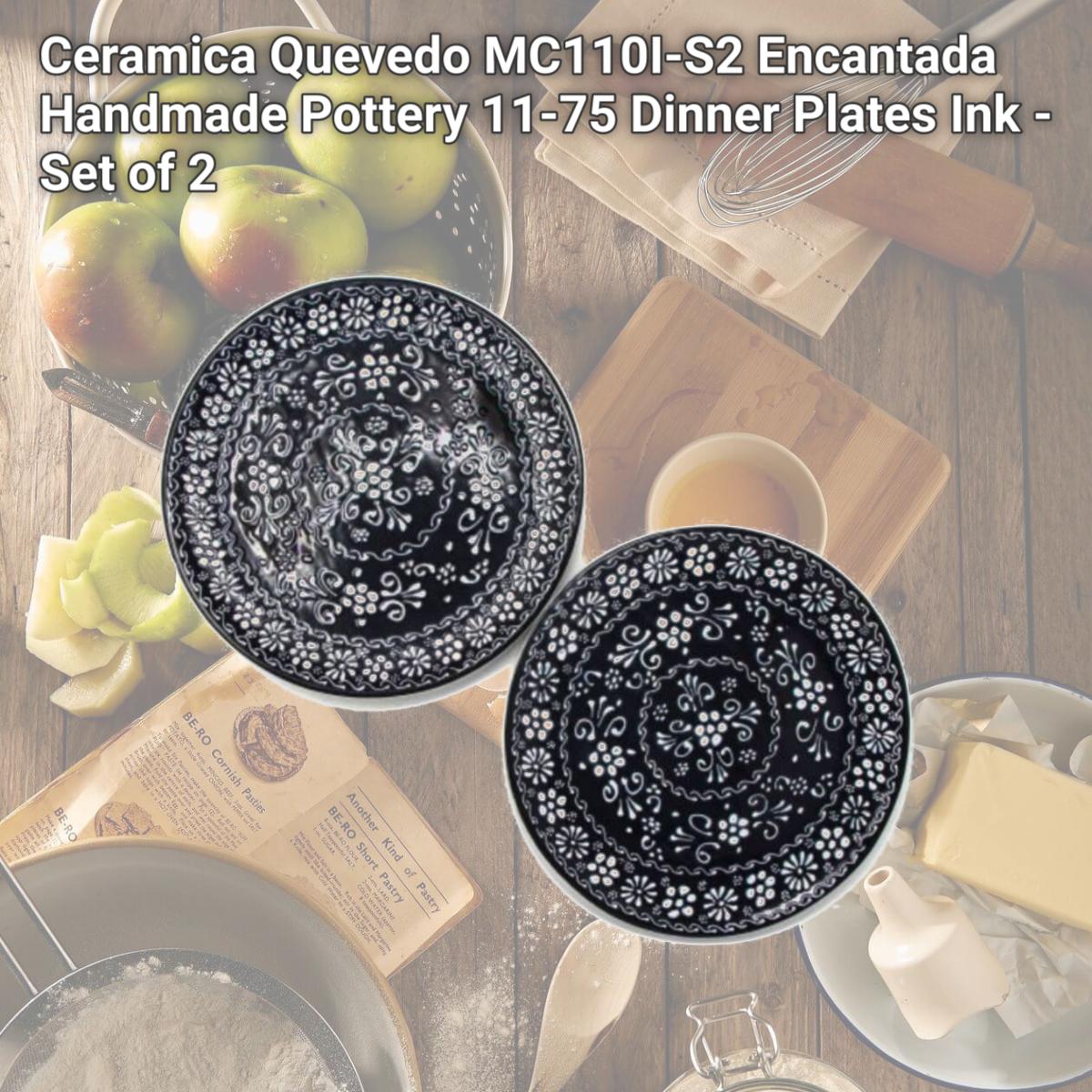 Picture of Ceramica Quevedo MC110I-S2 Encantada Handmade Pottery 11-75 Dinner Plates Ink - Set of 2