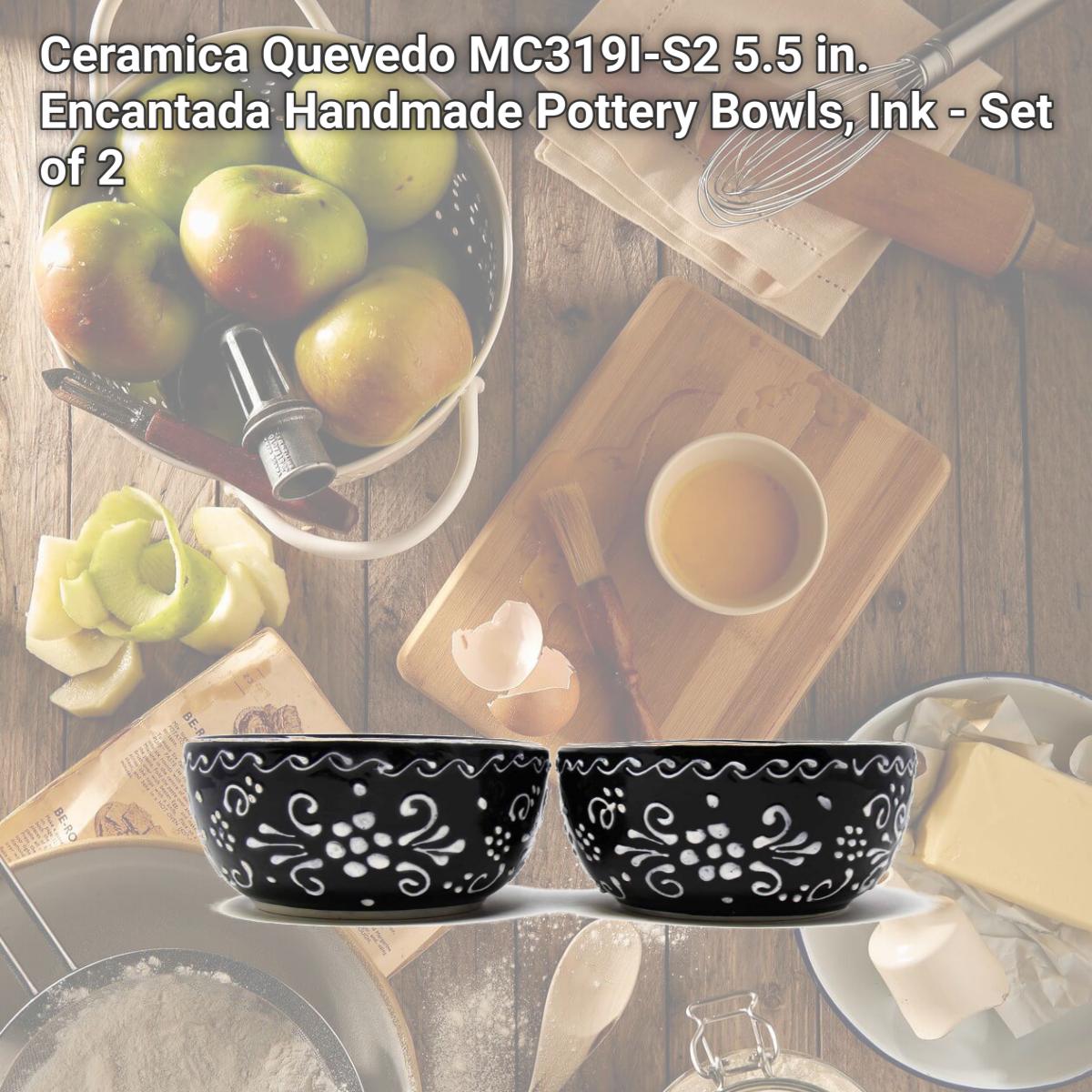 Picture of Ceramica Quevedo MC319I-S2 5.5 in. Encantada Handmade Pottery Bowls, Ink - Set of 2