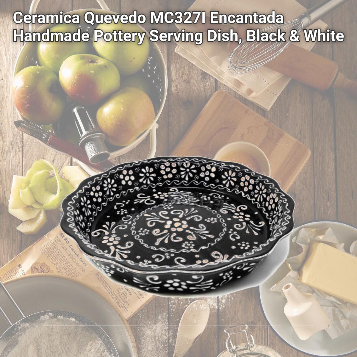 Picture of Ceramica Quevedo MC327I Encantada Handmade Pottery Serving Dish, Black & White