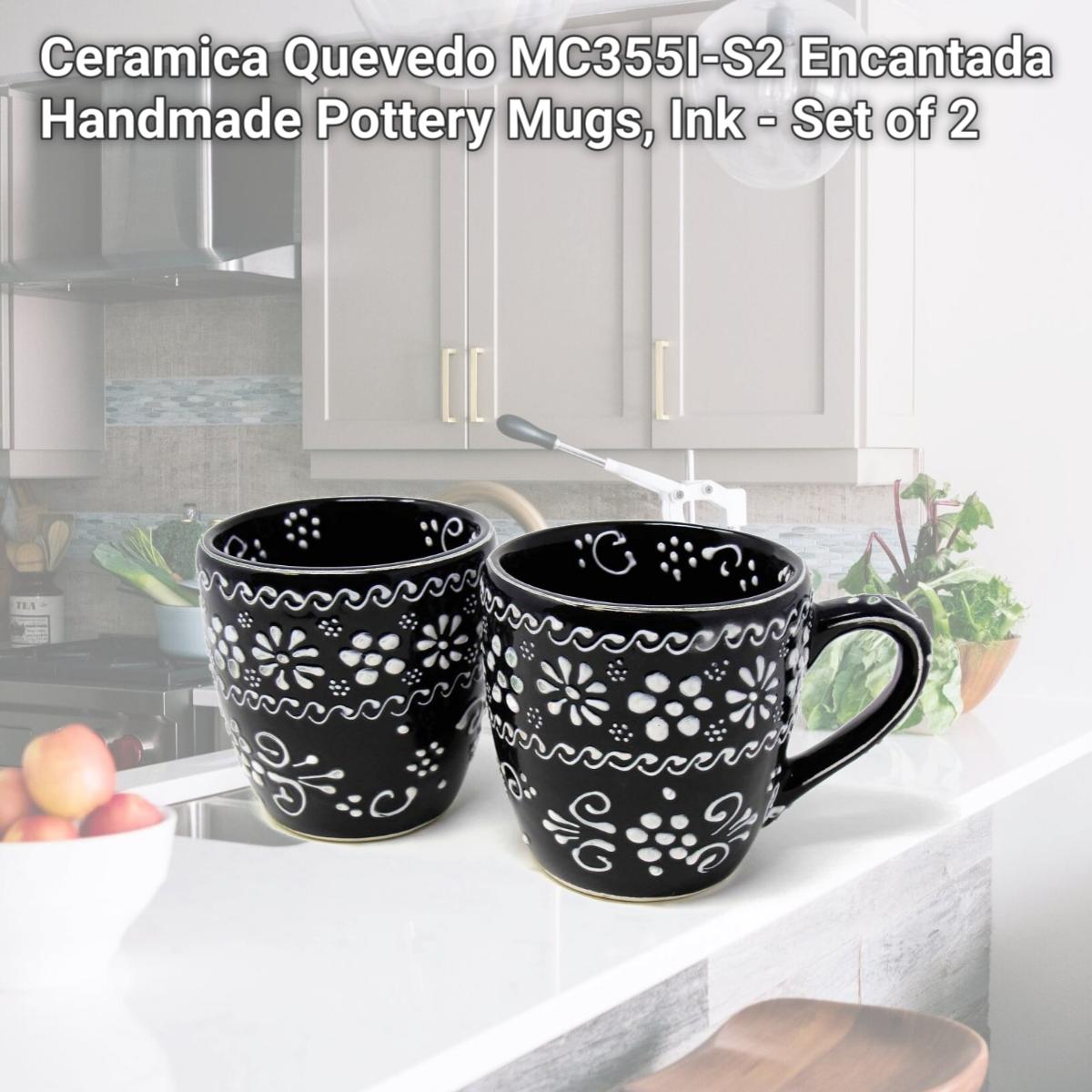 Picture of Ceramica Quevedo MC355I-S2 Encantada Handmade Pottery Mugs, Ink - Set of 2