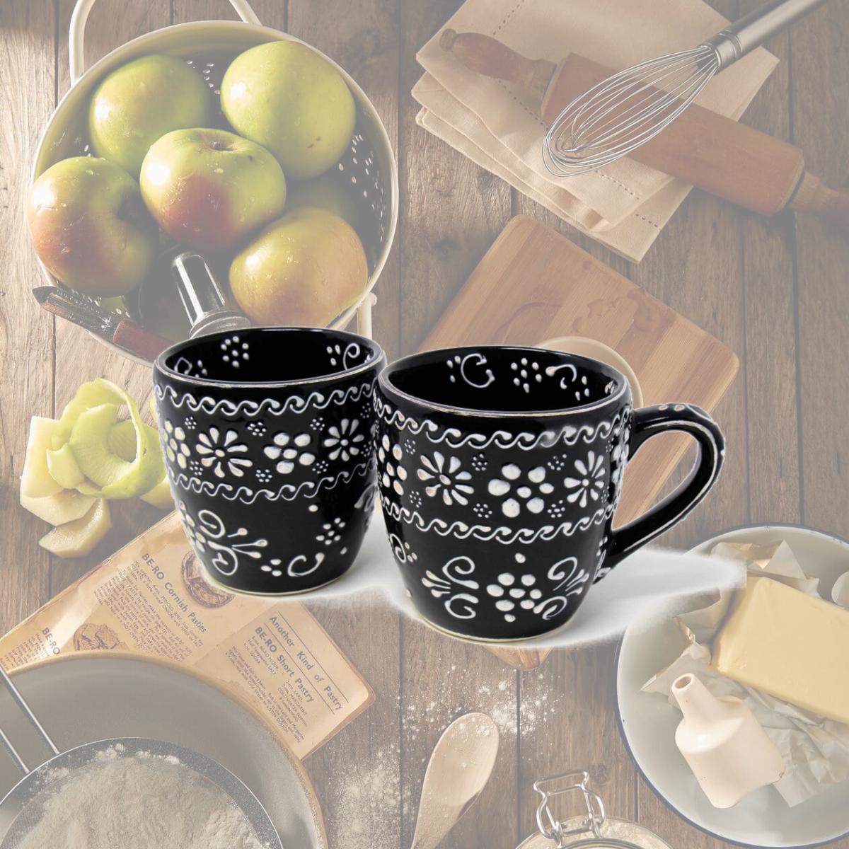 Picture of Ceramica Quevedo MC355I-S2 Encantada Handmade Pottery Mugs, Ink - Set of 2