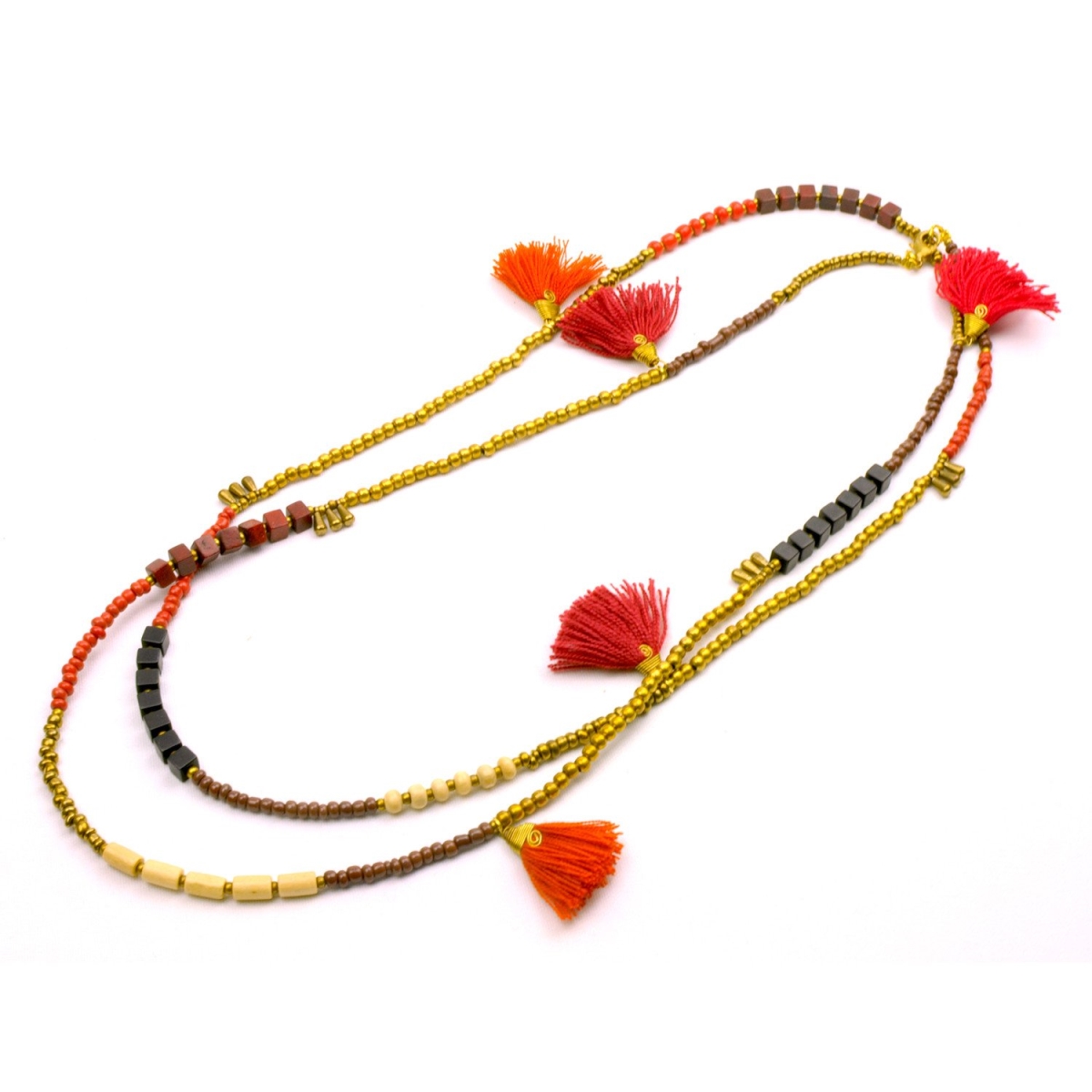 Glg122412-204150 Handmade & Fair Trade Desert Sun Kerala 3-in-1 Necklace