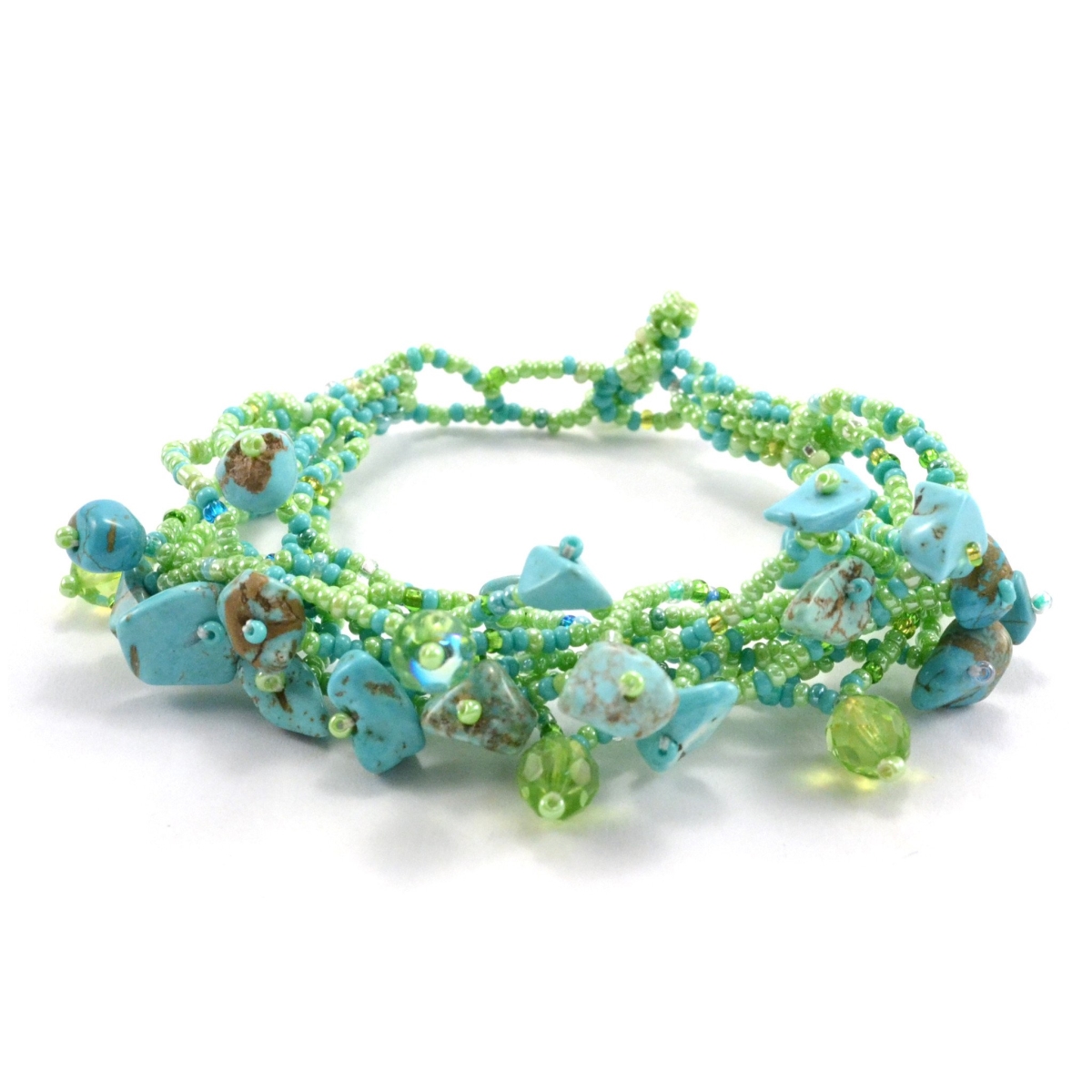 Lijbr-65-4-229102 Handmade & Fair Trade Chunky Stone Bracelet - Green
