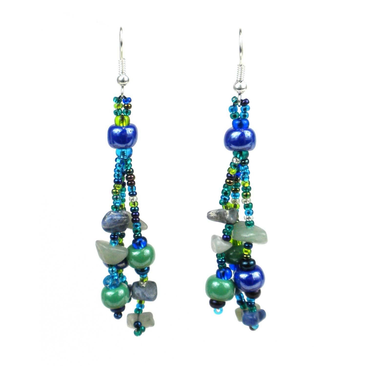 Lije-9-1-229554 Handmade & Fair Trade Beach Ball Earrings - Green Blue