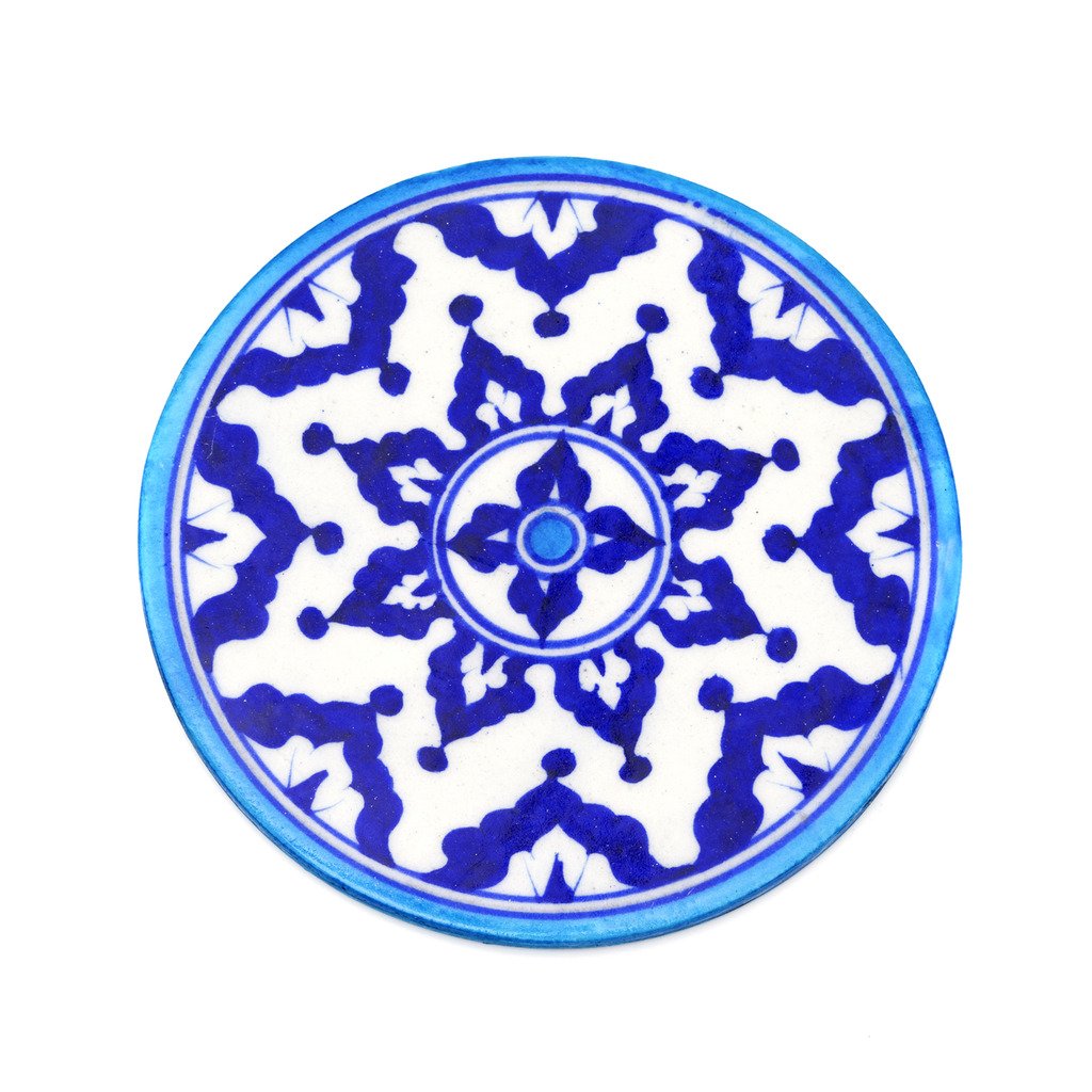 Hmebps106-802705 Handmade & Fair Trade Blue Pottery Trivet - Indigo