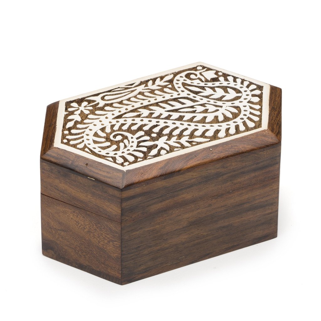 Hmeaes704-805709 Handmade & Fair Trade Aashiyana Wood Box - Paisley