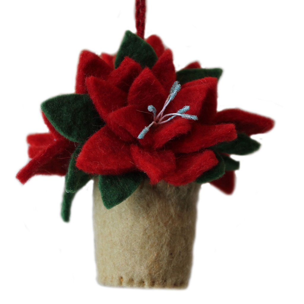 Sror125-597646 Handmade & Fair Trade Poinsettia Felt Ornament