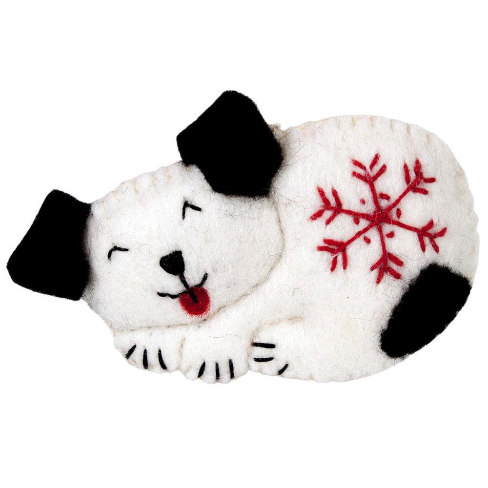Dzi471303000 Handmade & Fair Trade Snowflake Puppy Felt Ornament