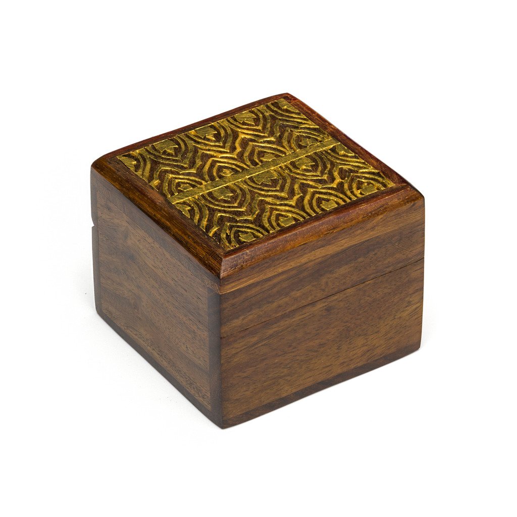 Hmeaes714-710124 Handmade & Fair Trade Wood Kashvi Keepsake Box - Temple