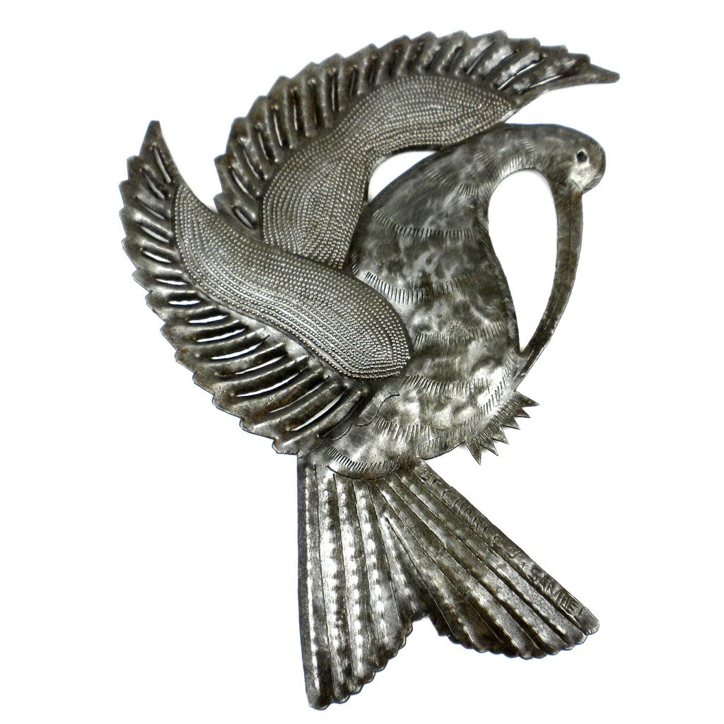Hmdsbd Handmade & Fair Trade Bird With Plumage Metal Wall Art
