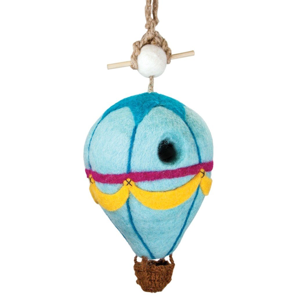 Dzi484077000 Handmade & Fair Trade Felt Birdhouse - Hot Air Balloon