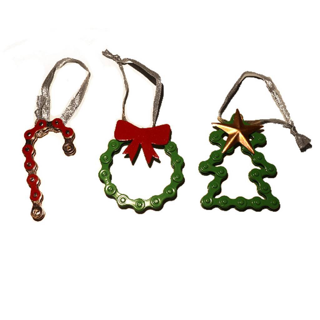 Ma93629-900136 Handmade & Fair Trade Colorful Bike Chain Ornament Trio