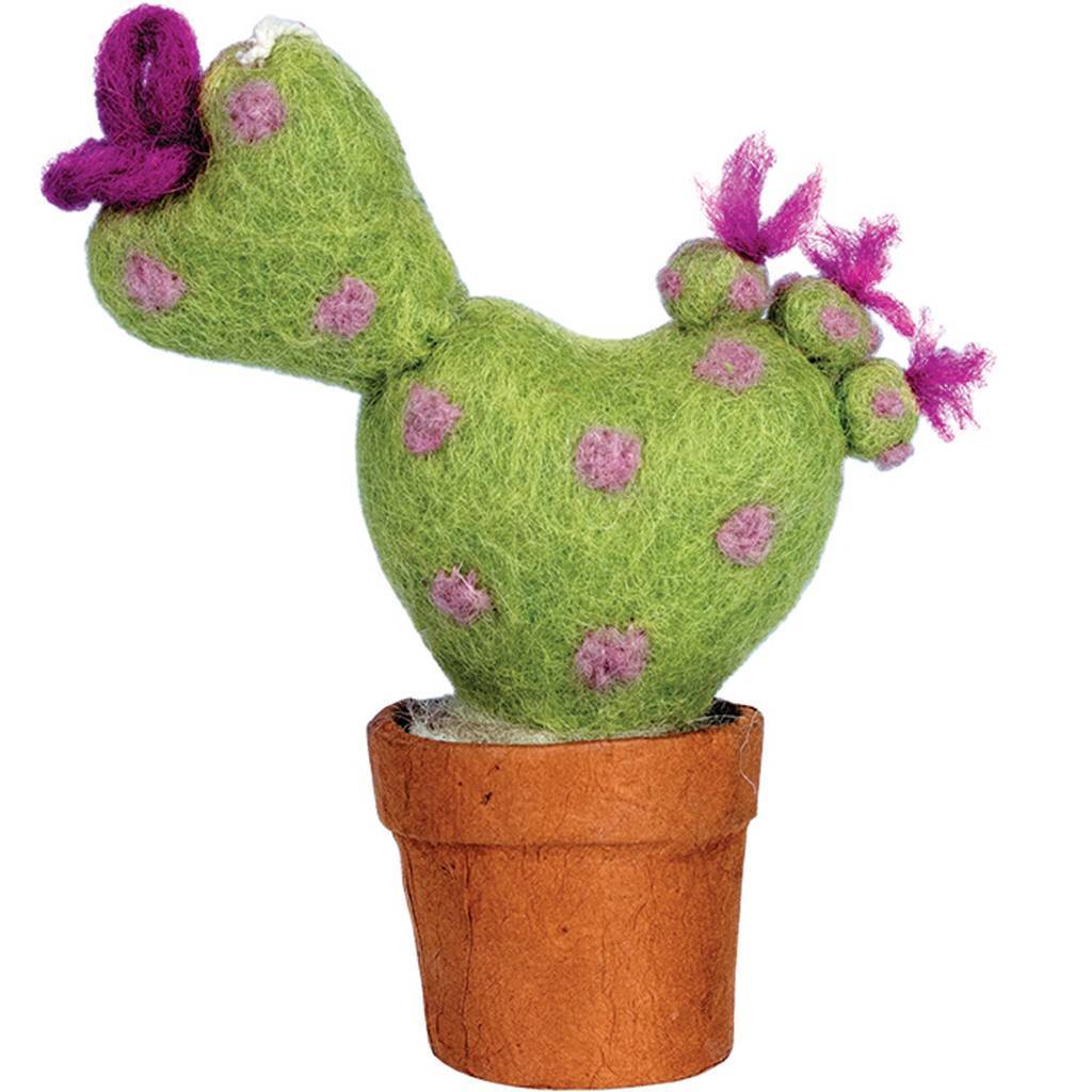Dzi471317000 Handmade & Fair Trade Felt Love Cactus Ornament