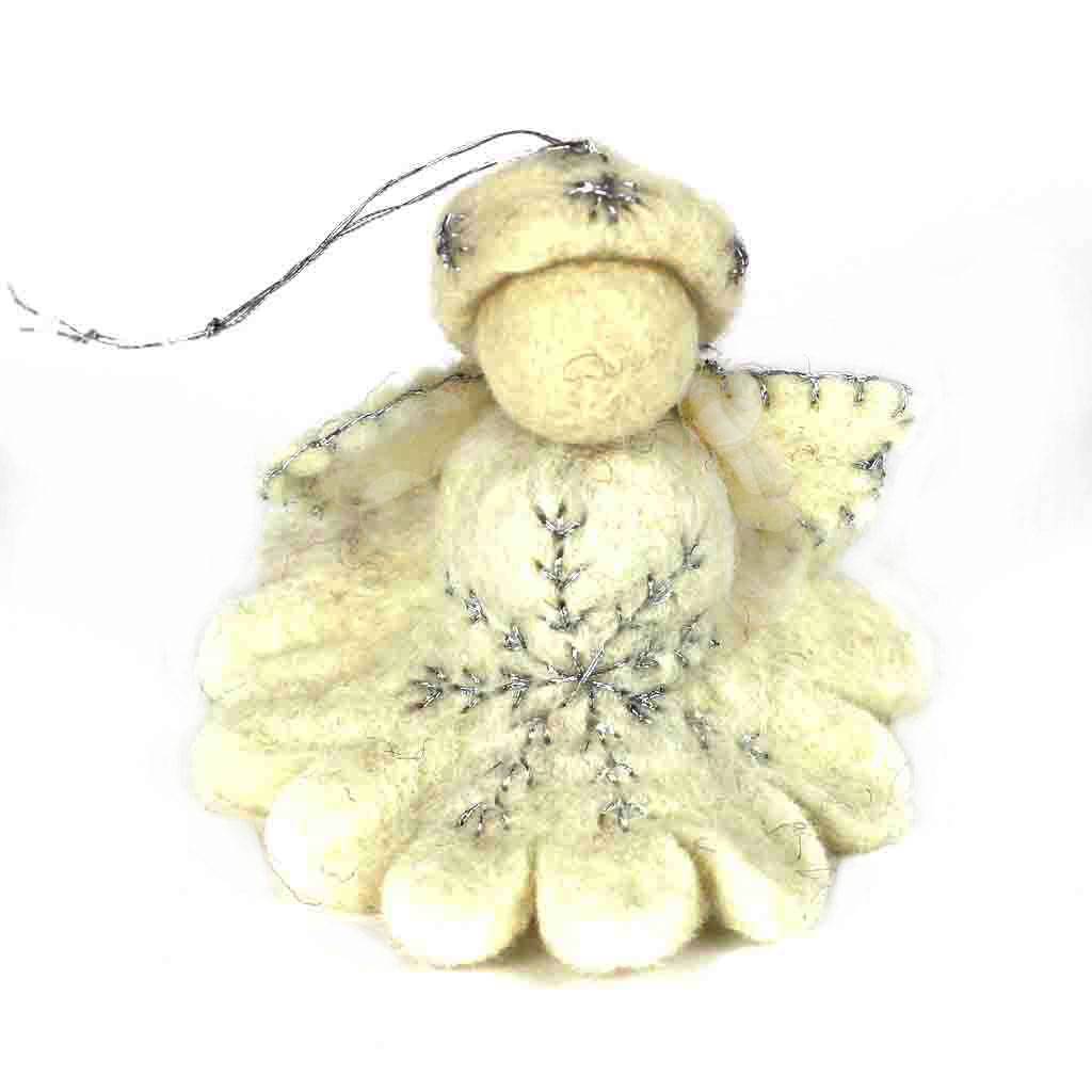 Glg40012-02-241425 Handmade & Fair Trade Angel Felt Ornament, White