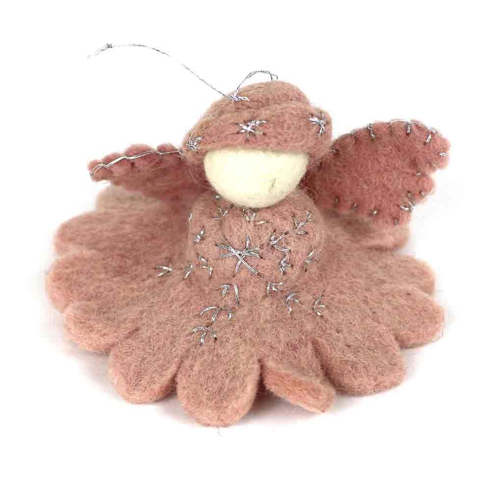 Glg40012-03-241426 Handmade & Fair Trade Angel Felt Ornament, Pink