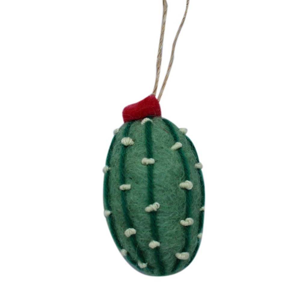 Glg50017-02-241435 Handmade & Fair Trade Short Cactus Felt Ornament, Sage
