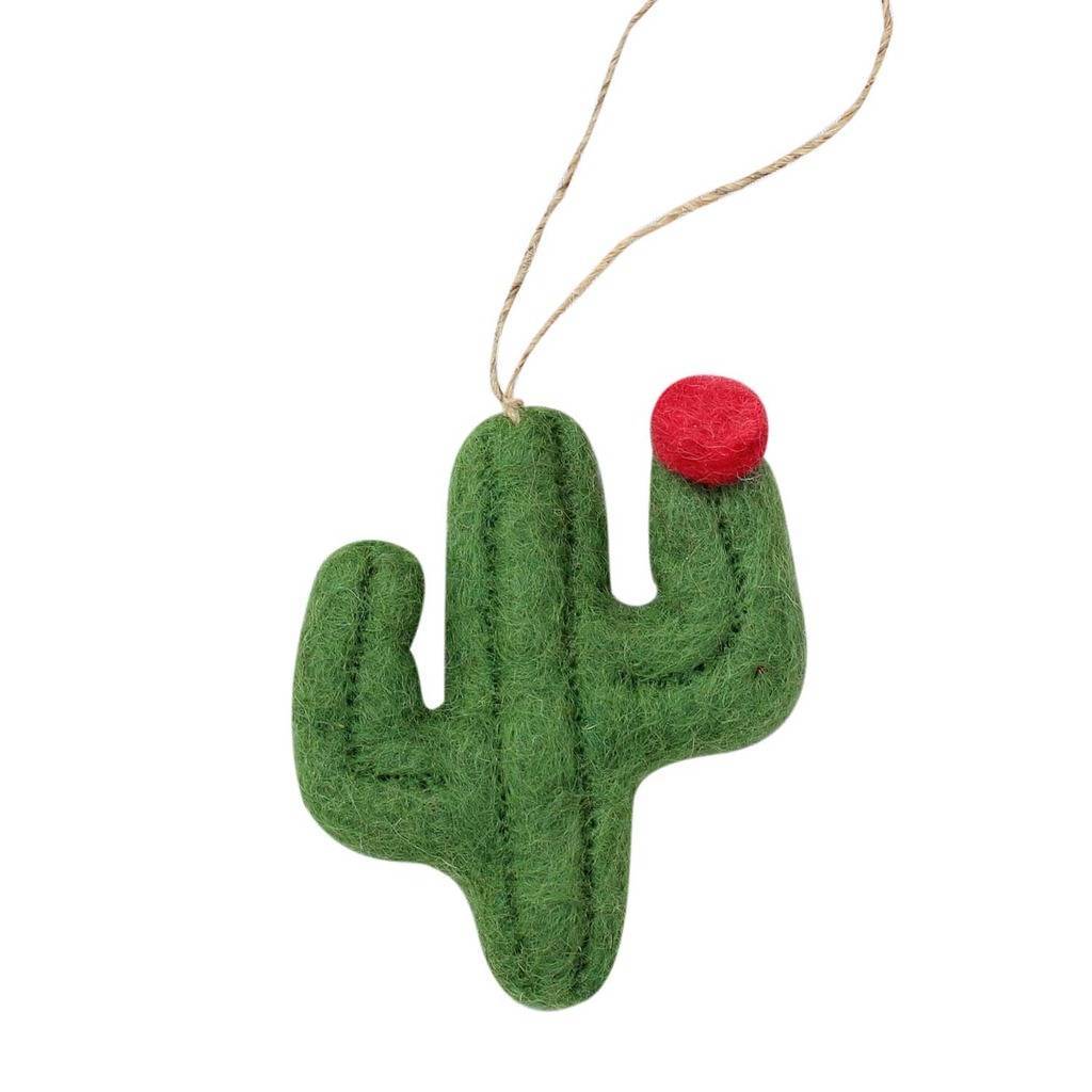 Glg50019-01-241436 Handmade & Fair Trade Cactus Felt Ornament In Flat Design, Sage