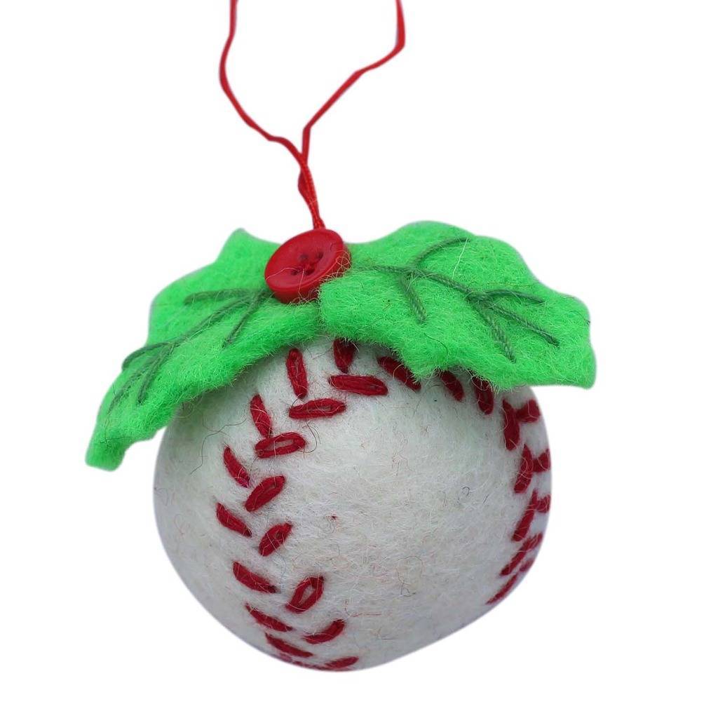 Glg50035-01-241456 Handmade & Fair Trade Baseball Felt Ornament