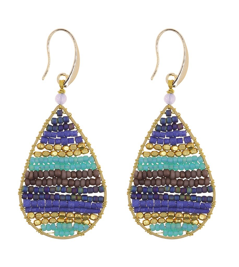 Mq70639-241504 Handmade & Fair Trade Earrings, Lauren Celestial Blue