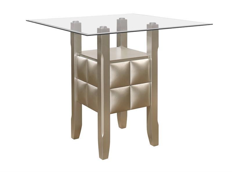 D4041bt Glass Top Bar Table With Champagne Base, Champagne