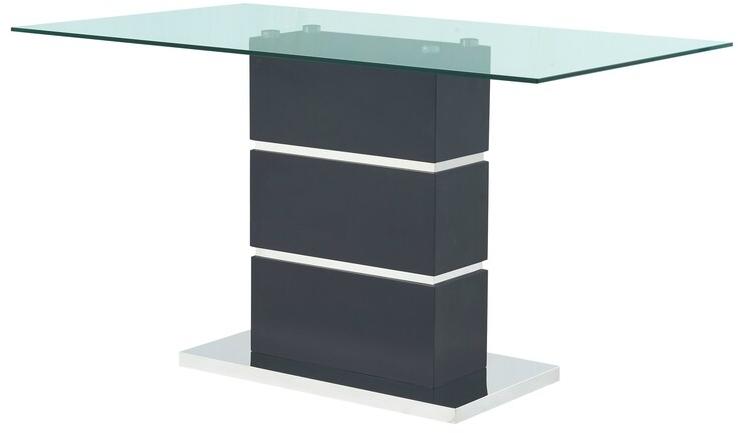 D10012bt Pedestal Base Bar Table With Chrome Accents, Matte Black