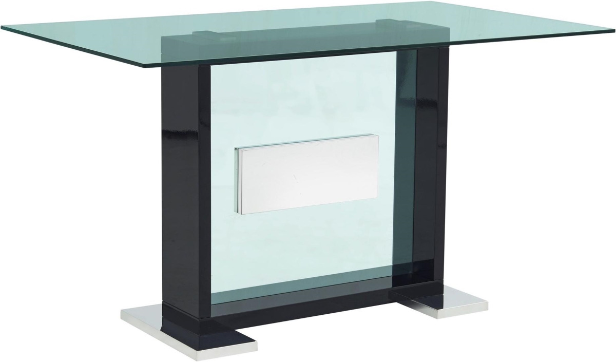 D1181bt-bl Glass Top Contemporary Bar Table, Black
