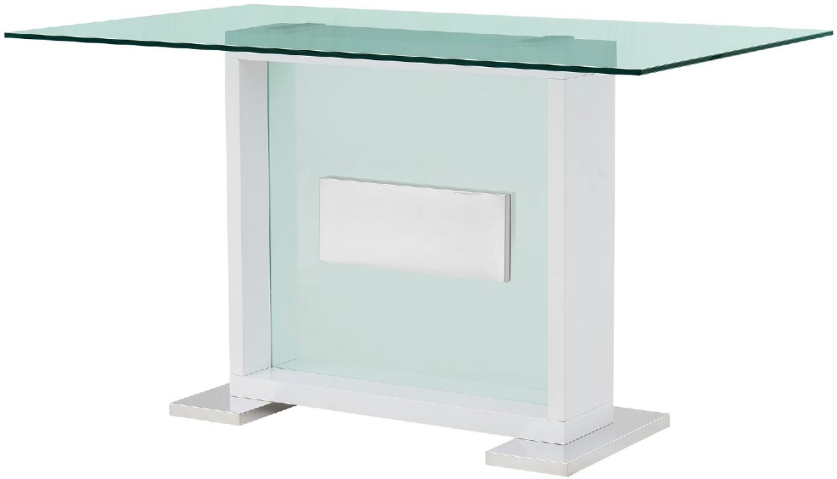 D1181bt-wh Glass Top Contemporary Bar Table, White
