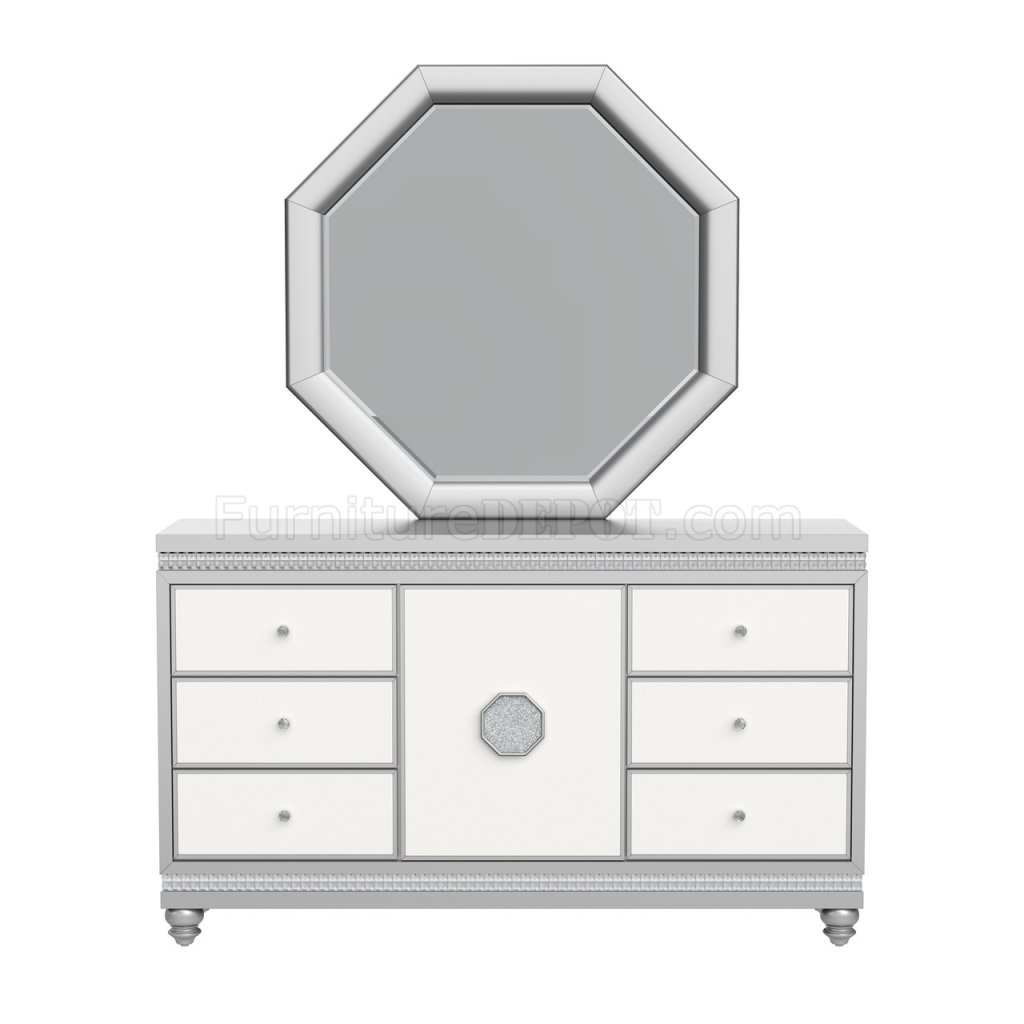 Kylie-white-silver-dr Modern & Contemporary Dresser, White & Grey