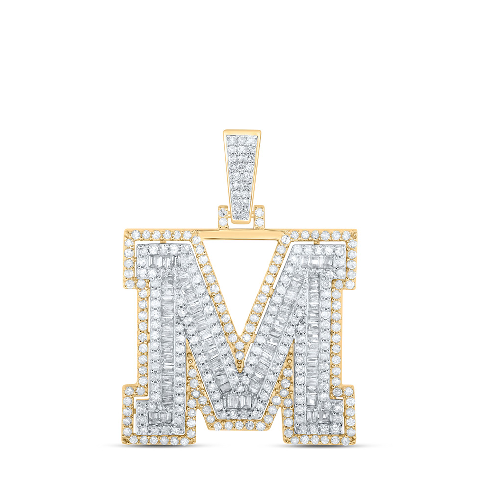 UPC 734272420302 product image for 10K Yellow Gold Round Diamond M Initial Letter Charm Pendant - 1 CTTW | upcitemdb.com