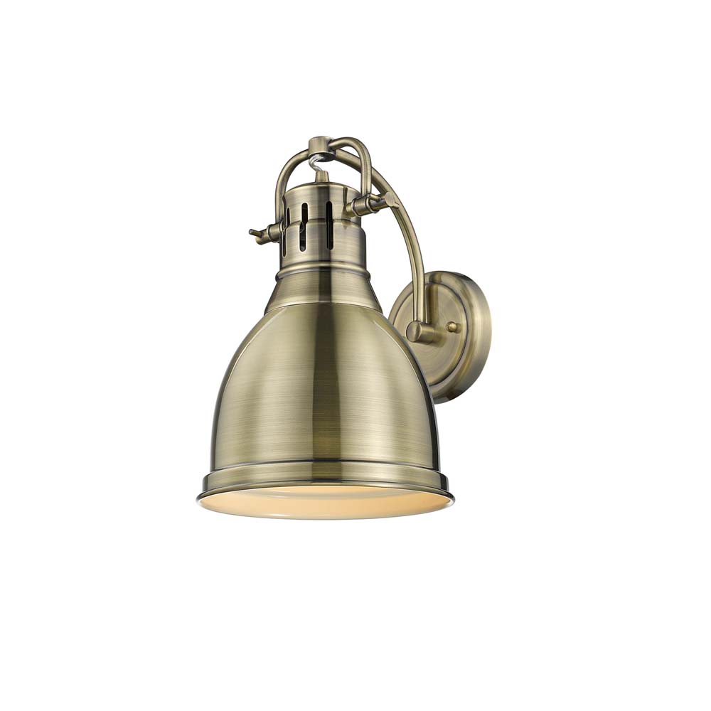3602-1w Ab-ab 1 Light Wall Sconce In Aged Brass With An Aged Brass Shade