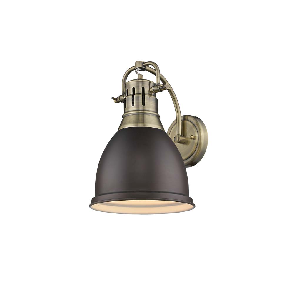 3602-1w Ab-rbz 1 Light Wall Sconce In Aged Brass With A Rubbed Bronze Shade