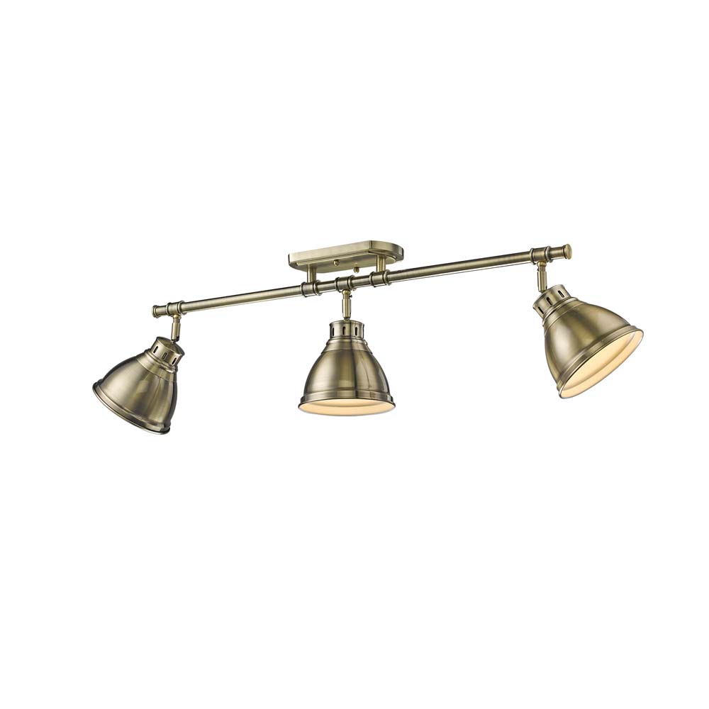 3602-3sf Ab-ab Duncan 3 Light Semi-flush Track Light, Gold - Aged Brass Shades