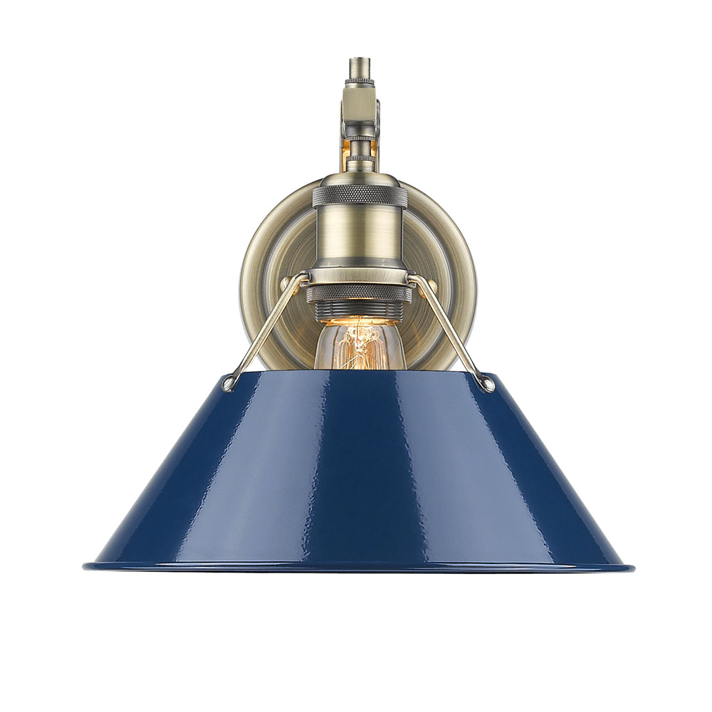 3306-1w Ab-nvy Orwell Pw 1 Light Wall Sconce, Gold - Navy Blue Shade
