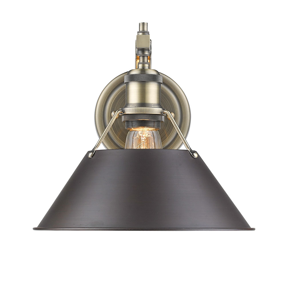 3306-1w Ab-rbz Orwell Pw 1 Light Wall Sconce, Gold - Rubbed Bronze Shade