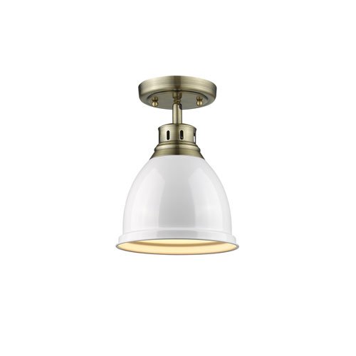 3602-fm Ab-wh Duncan Flush Mount In Aged Brass - White Shade