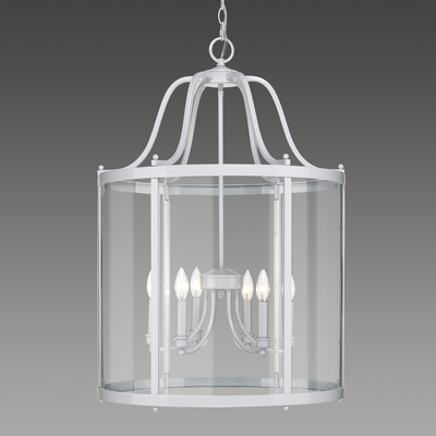 1157-6p Wh Payton 6 Light Pendant In White With Clear Glass