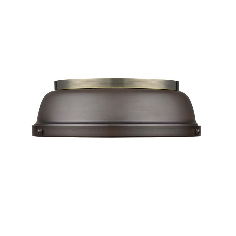 3602-14 Ab-rbz Duncan 14 In. Flush Mount In Aged Brass With A Rubbed Bronze Shade