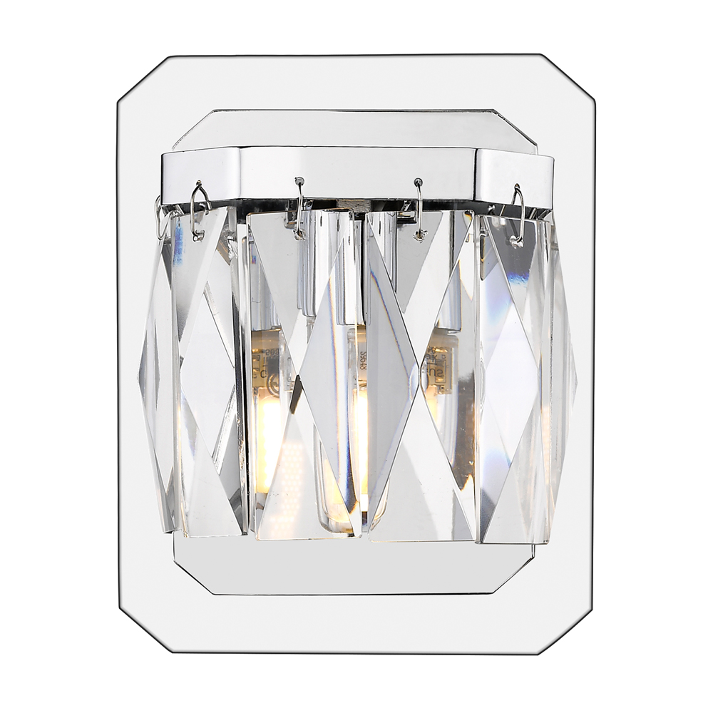 1025-ba1 Ch 1 Light Krysta Bath Vanity - Chrome With Faceted Crystal Glass