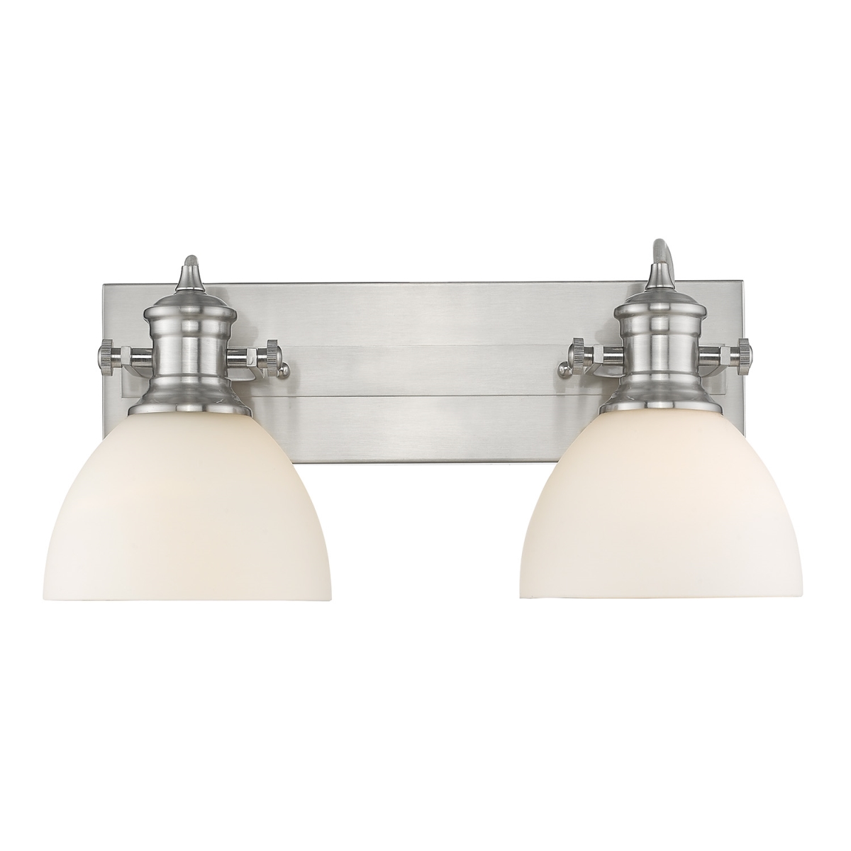 3118-ba2 Pw-op 18 In. Hines 2 Lights Pewter Bath Fixture Wall Light With Opal Glass, Silver - 120v