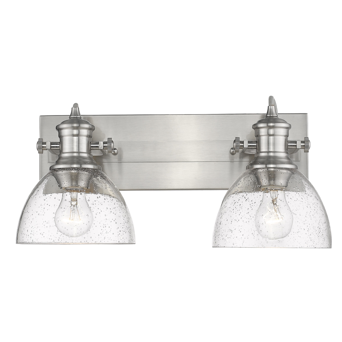 3118-ba2 Pw-sd 18 In. Hines 2 Lights Pewter Bath Fixture Wall Light With Seeded Glass, Silver