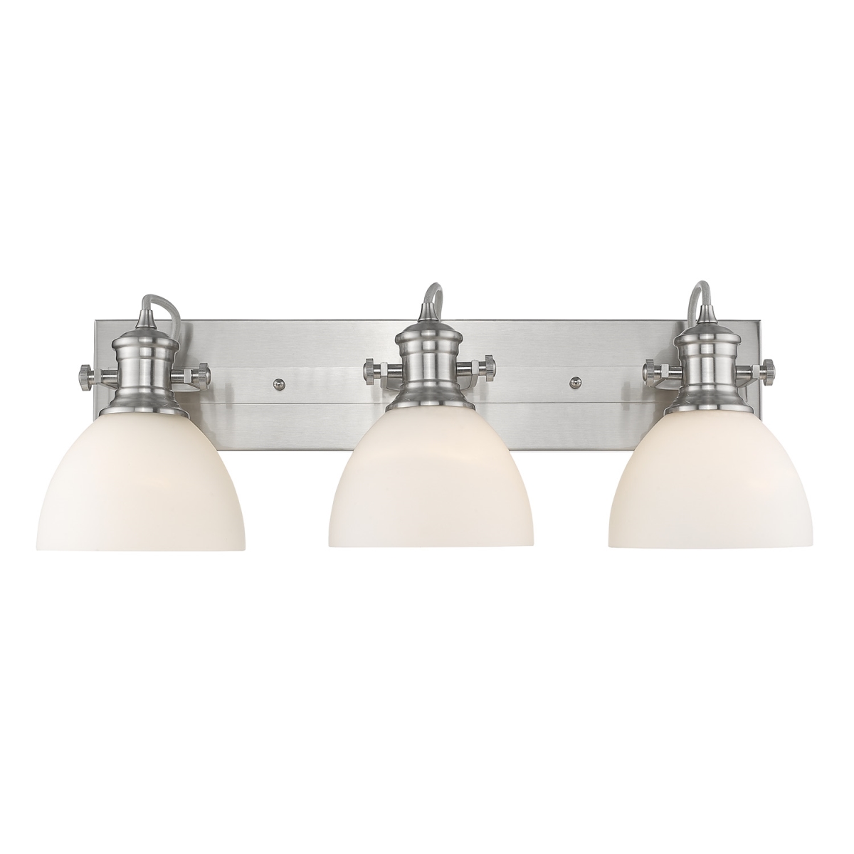 3118-ba3 Pw-op 25 In. Hines 3 Lights Pewter Bath Fixture Wall Light With Opal Glass, Silver - 120v