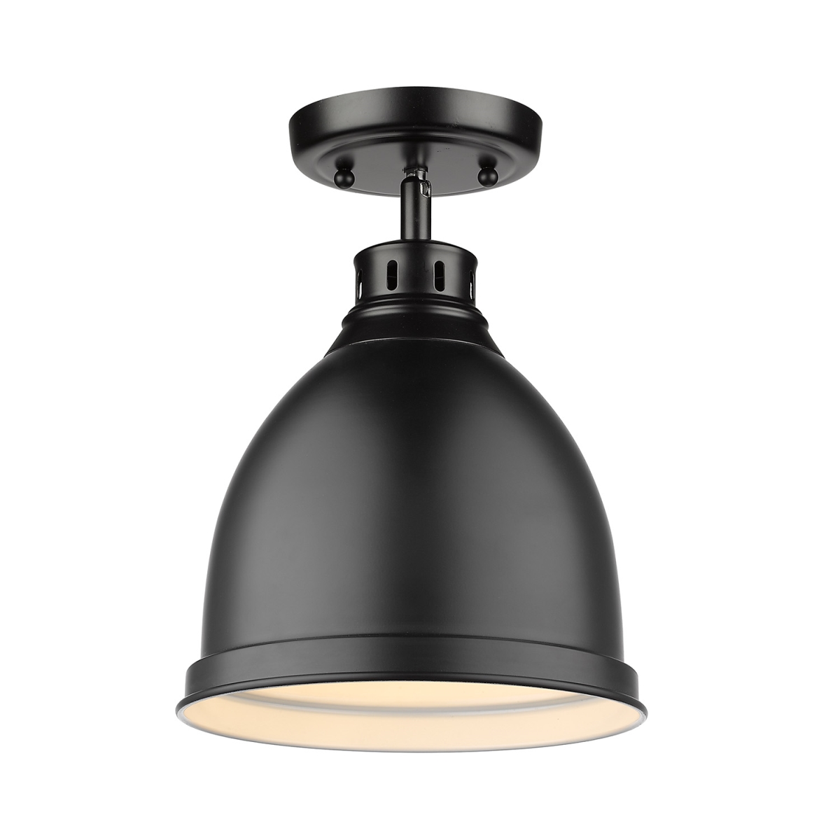 3602-fm Blk-blk Duncan Flush Mount Light With Matte Black Shade, Black