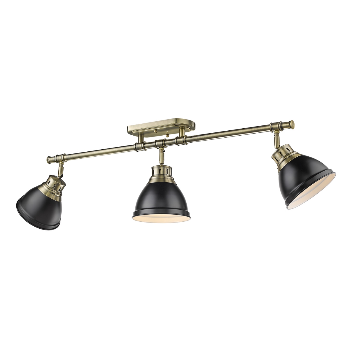3602-3sf Ab-blk Duncan 3 Light Semi-flush Track With Matte Black Shades, Aged Brass