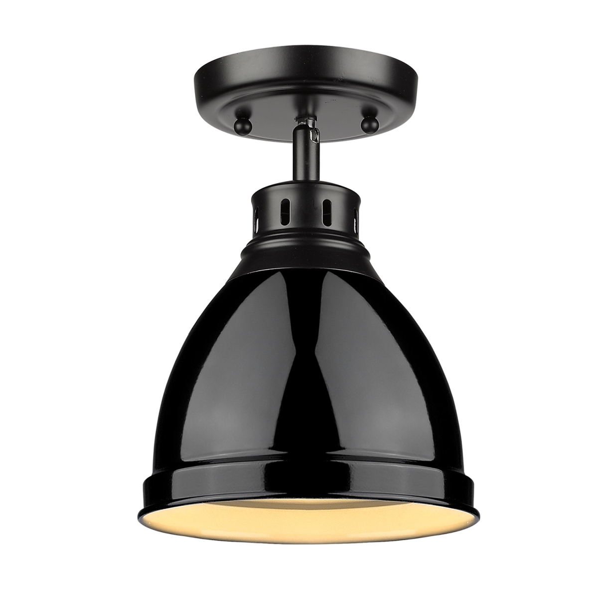 3602-fm Blk-bk Duncan Flush Mount Light With Black Shade, Black